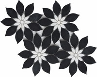 Magnifique mosaïque en marbre de forme florale blanche et noire mélangée pour les murs et les sols