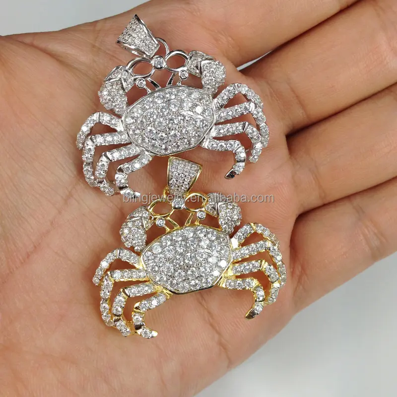 Pendentif en or pour femme, motif Animal, diamant et crabe, bijou tendance