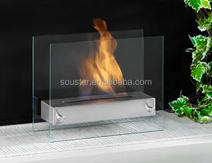 Brûleur de cheminée à double éthanol en acier inoxydable, avec lunettes, pour protection
