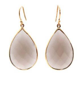 925ต่างหูพลอยคาลซิโดนีสีเทาเงินสเตอร์ลิงสีทอง Vermeil - Product Image 1