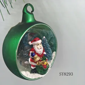 Bola <span class=keywords><strong>de</strong></span> cristal <span class=keywords><strong>con</strong></span> diseño <span class=keywords><strong>de</strong></span> Papá Noel y muñeco <span class=keywords><strong>de</strong></span> <span class=keywords><strong>nieve</strong></span>, decoración interior <span class=keywords><strong>de</strong></span> resina para fiesta y hogar, 8x8x8 cm - Product Image 2