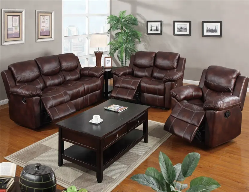 Moderne Lederen Woonkamer Meubels Populaire Fauteuil Sofa Set