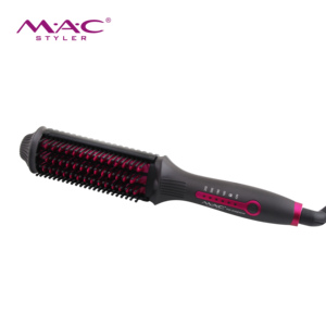 <strong>Heat</strong> <strong>Brush</strong> Straightening Hair <strong>Brush</strong> Rolling Purple Hair Straightener With Removeable Comb Attachment - Product Image 3