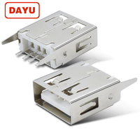 Conector usb hembra tipo a de 180 grados para pcb, conector usb vertical de 4 pines DIP