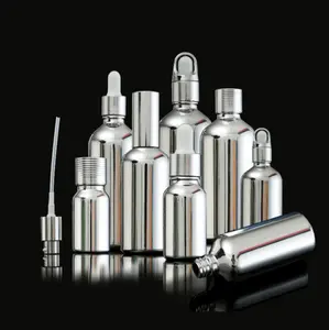 high quality! 30ml chrome silver metallised glass dropper bottle