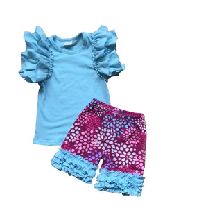 Factory Wholesale Custom <strong>Kids</strong> Clothing Summer Trendy Ruffle Baby Girl <strong>Clothes</strong> 2 Piece Set - Product Image 5