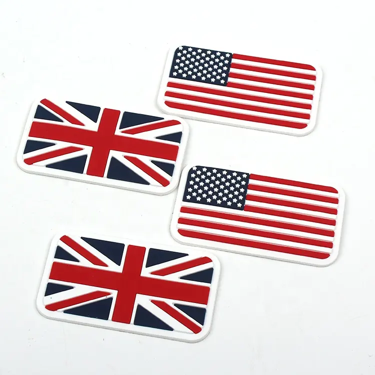 Patchs en caoutchouc PVC souple avec Logo drapeau américain, personnalisés, pour vêtements militaires, 2 pièces