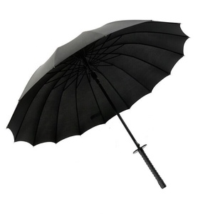 Parapluie <span class=keywords><strong>japonais</strong></span> long personnalisé avec 16 baleines, parapluie samouraï <span class=keywords><strong>japonais</strong></span> en forme d'épée katana noire, parapluie droit d'extérieur - Product Image 1