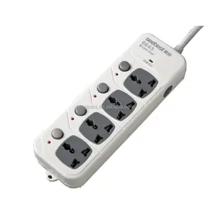 4 power strip outlet con el interruptor individual y protección contra rayos