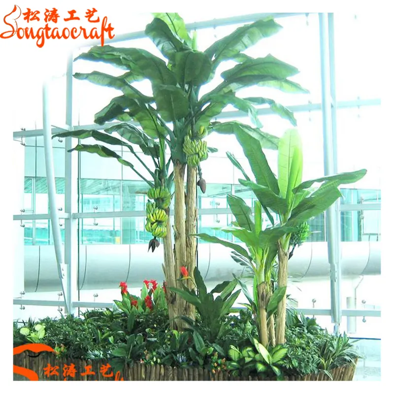 装飾的な屋外または屋内のための人工バナナの木プラスチック葉材料偽植物タイプ
