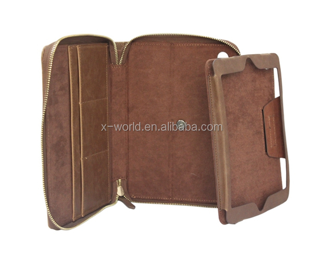High Quality Vintage Style Leather Case for iPad Mini 4, 360 Degree Rotating Stand Portfolio Zip Case for iPad Mini 4