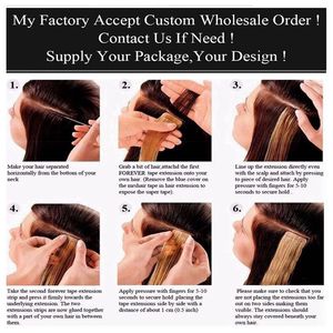 Cinta de trama de piel dibujada doble en extensiones de cabello humano Cinta humana afroamericana 100% Remy indio 20 piezas/paquete de existencias - Product Image 6