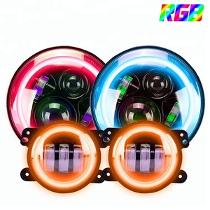 Super moda accesorios de coche iluminación persiguiendo Color remoto y Control de aplicación 4 pulgadas luz antiniebla 7 pulgadas faro para <span class=keywords><strong>Jeep</strong></span> Wrangler JK - Product Image 2