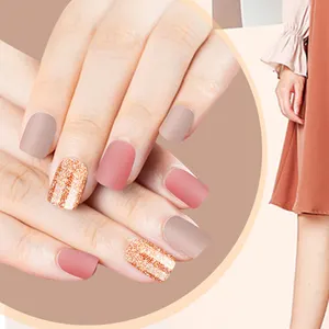 Fengshangmei 30pcs Matte Pink Press on Nails Customer Made Acrylic Nail Tips with Designs