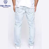 China Factory Wholesale Mid Waist Straight Fit Mid Wash Denim Jeans Pants Men Mid Blue