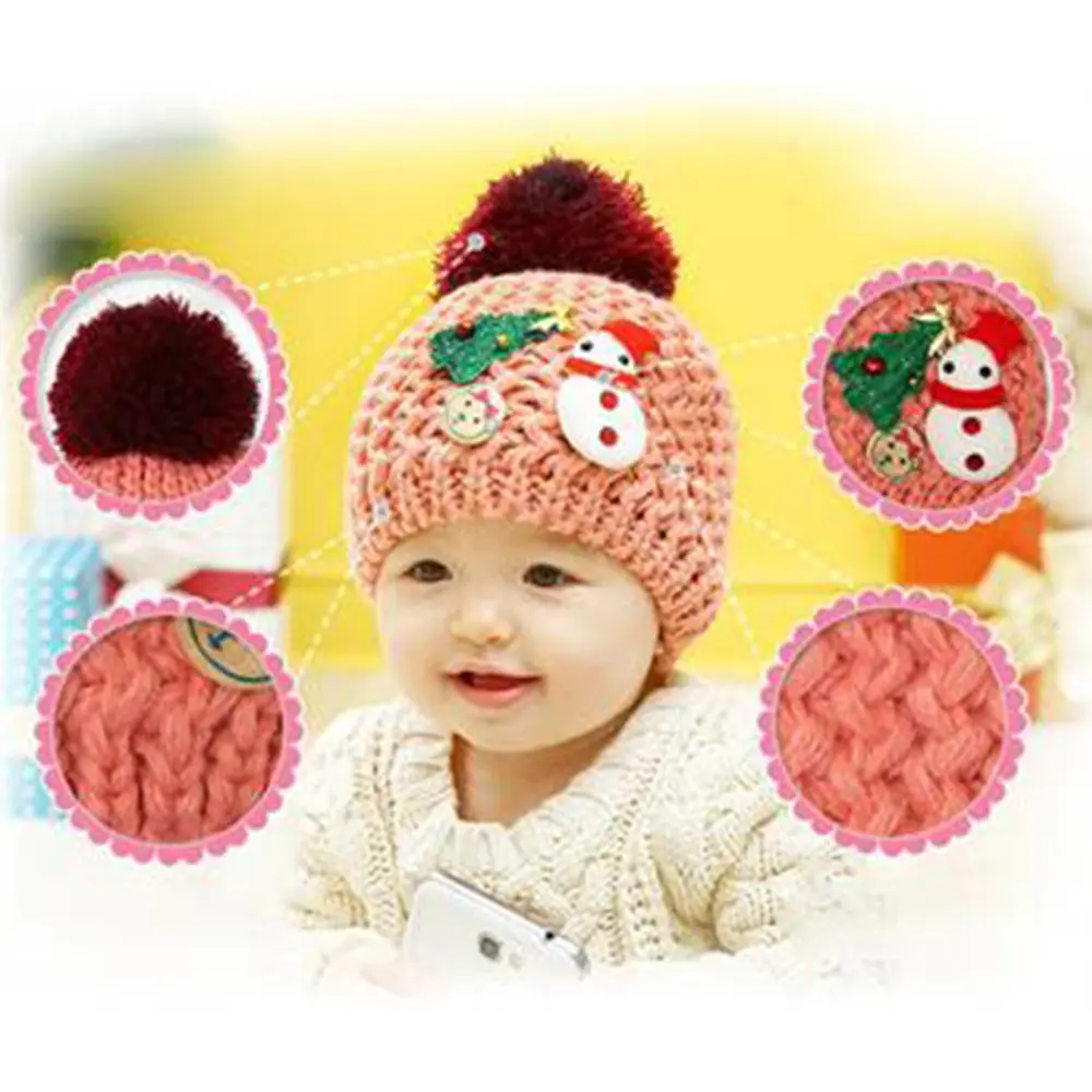 מכירה לוהטת קוריאה חורף תינוק ילדי חג המולד צעיף כובע תינוק לסרוג חם מחממי אוזני כובע