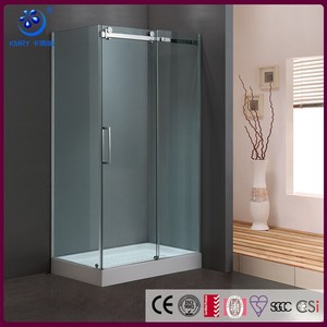 Puerta de ducha sin marco abierta deslizante rectangular moderna, recintos de perfiles de aluminio prefabricados baratos, vidrio templado para <span class=keywords><strong>duchas</strong></span> pequeñas - Product Image 3