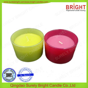 Vela artesanal de pilar con aroma en vaso artística deslustrado color - Product Image 1