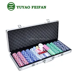 Penjualan Laris 500 Buah Set Permainan Chip Poker Plastik Casing Aluminium