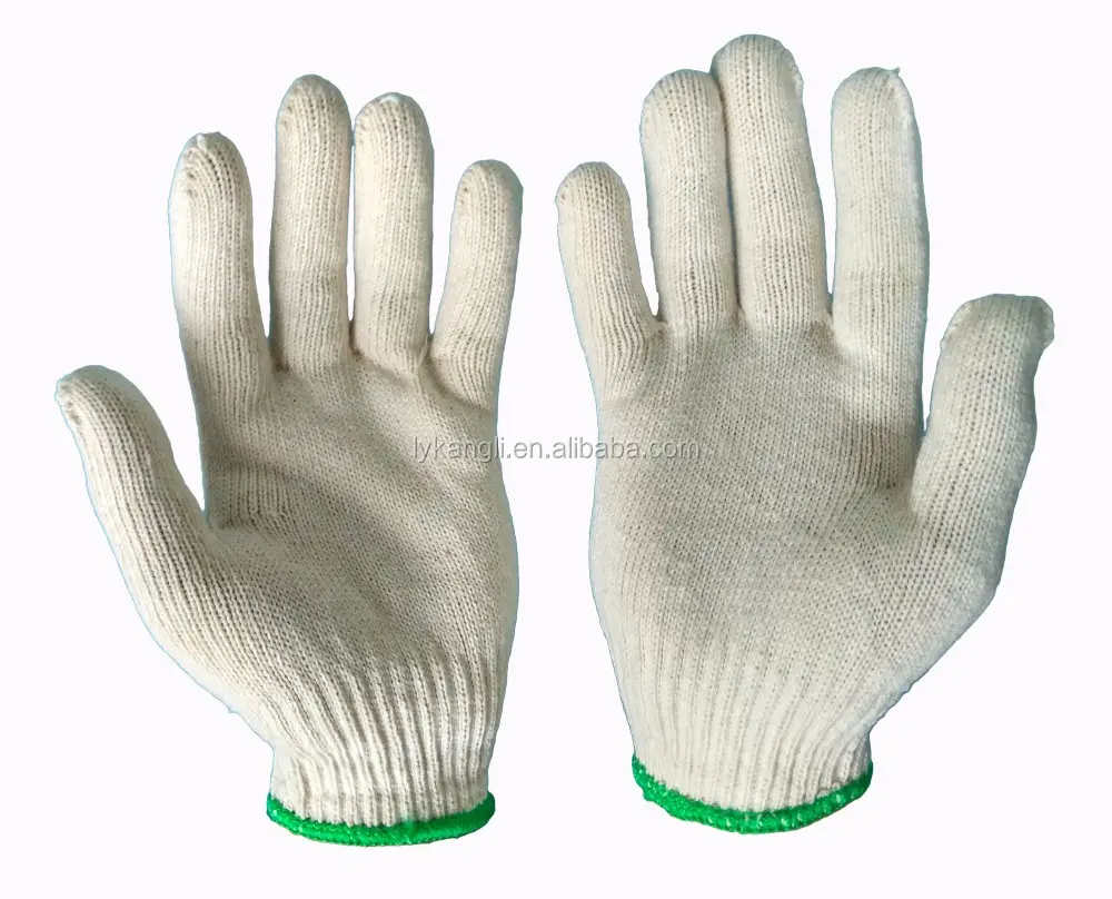 Wholesale white cotton knitted gloves hand protect work gloves