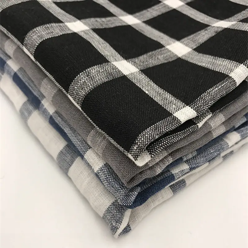 Venta al por mayor 2020 nuevo diseño 100% hilados de lino camisa de tela textil