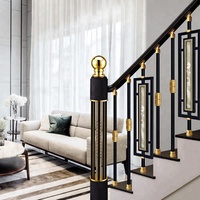 Balustrades et rampes d'escalier modernes pour villas en pierre de jade avec garde-corps en laiton, hauteur personnalisable