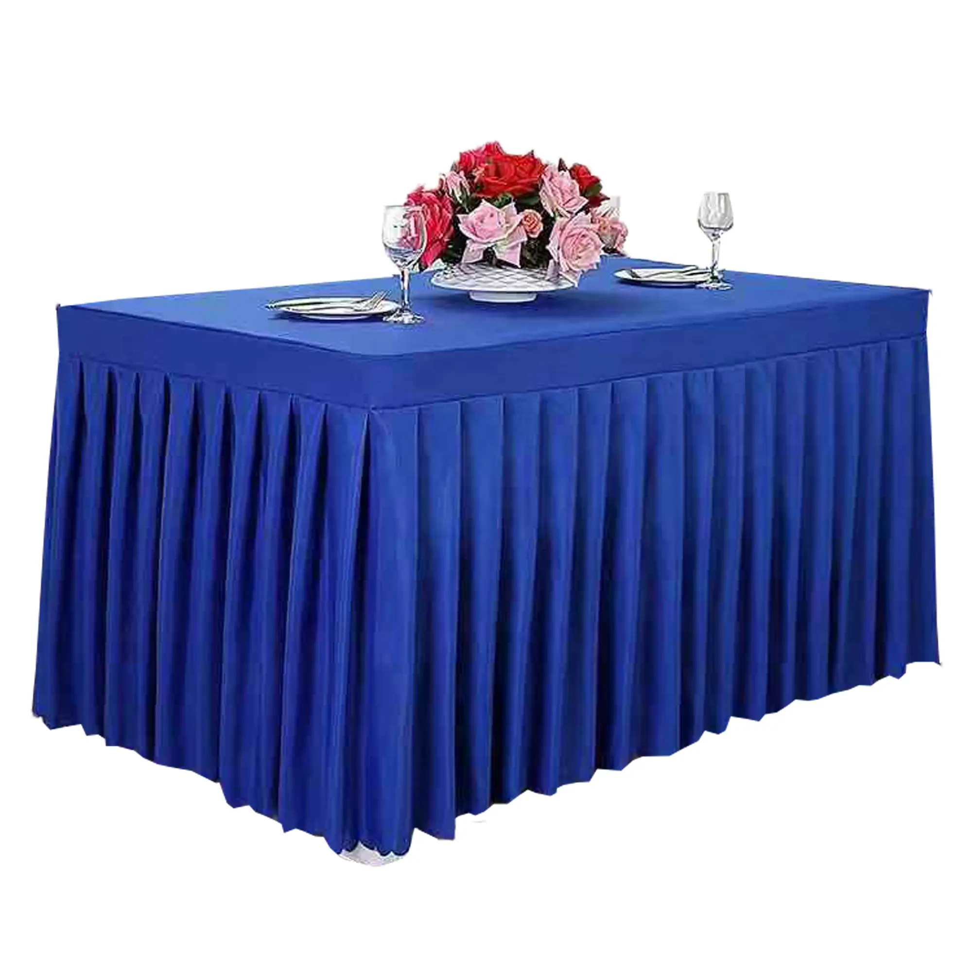 Saia de mesa plana ruffled, venda direta de fábrica, banquete de casamento, festa