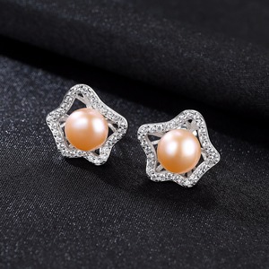 PAG y MAG de novia, joyería de la boda de Plata de Ley 925 de flor Irregular forma pendientes solo arete de perla de agua dulce - Product Image 4