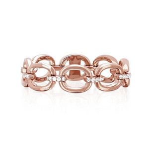 Gemnel New Arrival Partial Diamond Chain Link Silver <strong>Circle</strong> <strong>Ring</strong> for Women - Product Image 2