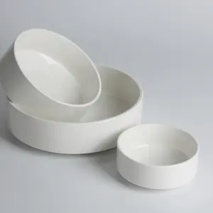 Bol en porcelaine pour restaurant, ustensile européenne multi-taille micro-ondable, bon marché blanc