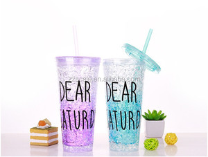 doble de plástico vaso con pajilla bonita taza con popote pajita - Product Image 1
