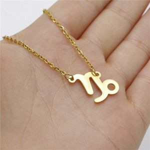 Nueva moda chapado en oro 12 horóscopo carta colgantes de collar de la astrología Galaxy Zodiaco gargantilla collares joyería de cumpleaños - Product Image 5