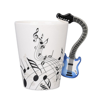 13.5 oz Notes de musique Design céramique 3D tasse à café musique guitare tasse boisson thé lait tasses à café cadeau pour un ami