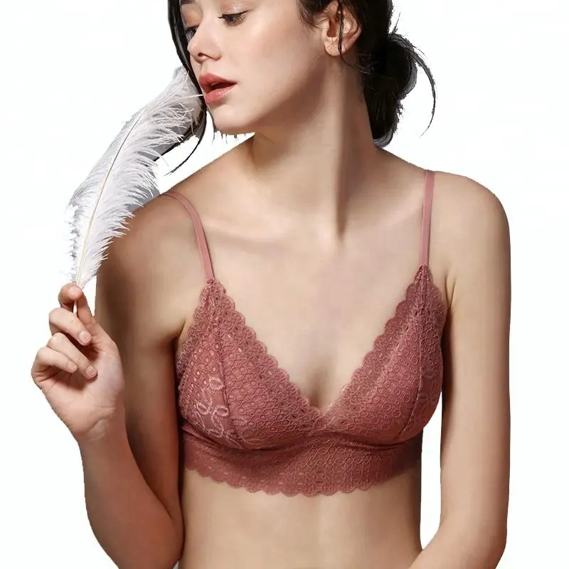 Donne calde di Nuovo Disegno Del Merletto Del Reggiseno Comfort Biancheria Intima Bralette Sexy Filo di Trasporto Imbottito Push-up Poliestere/Cotone Indietro chiusura Floreale