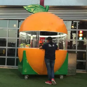 Máquina de venda externa forma de fruta design bonito fibra de vidro alimentos laranja kiosk