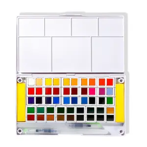 anfänger aquarell material Suppliers-Neue heiße Verkauf 48 feste Farben Aquarell farbe mit Wasser pinseln