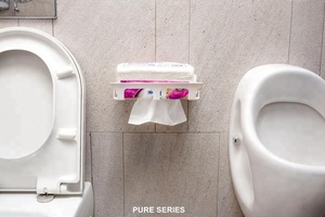 Estante de almacenamiento de baño multifunción, soporte de papel de seda de plástico ABS ecológico impermeable extraíble para el hogar - Product Image 4