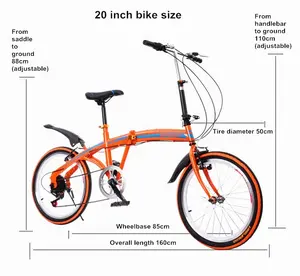 Totale lengte 160 cm opvouwbare stadsfiets met handige quick folding