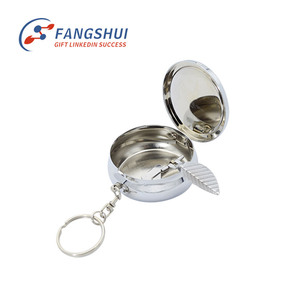 Logo Tùy Chỉnh Mini Kim Loại Sắt Trống Pill Lưu Trữ Box + Lockable Xách Tay Keychain Pill Box Với Gương - Product Image 3