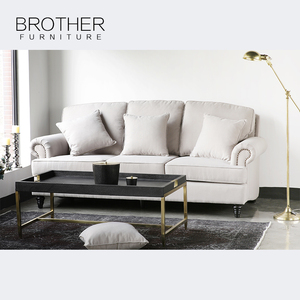 モダンな3人乗りの白いソファセットロングバックヴィンテージ生地の椅子エレガントな白いソファ家具 - Product Image 4