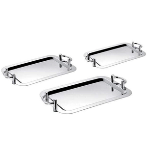 Khay phục vụ hình chữ nhật bằng thép không gỉ mạ vàng, tay cầm mạ vàng, dùng cho khách sạn và nhà hàng - Product Image 2