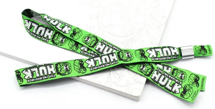 Wholesale custom promotional gifts printed design your own logo woven party festival fabric wristbands for events