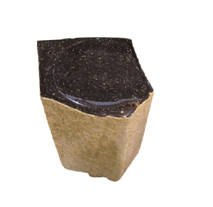 Gcf126 cadeira hexagonal de pedra basalto, cadeira de assento em formato de hexágono natural preto para jardim, pedras