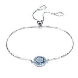 BAGREER SCB005 Wholesale Elegant S925 <strong>Silver</strong> Lady CZ <strong>Bracelet</strong> Band <strong>Stretch</strong> Blue Eye Turkey Fine <strong>Bracelet</strong> - Product Image 1