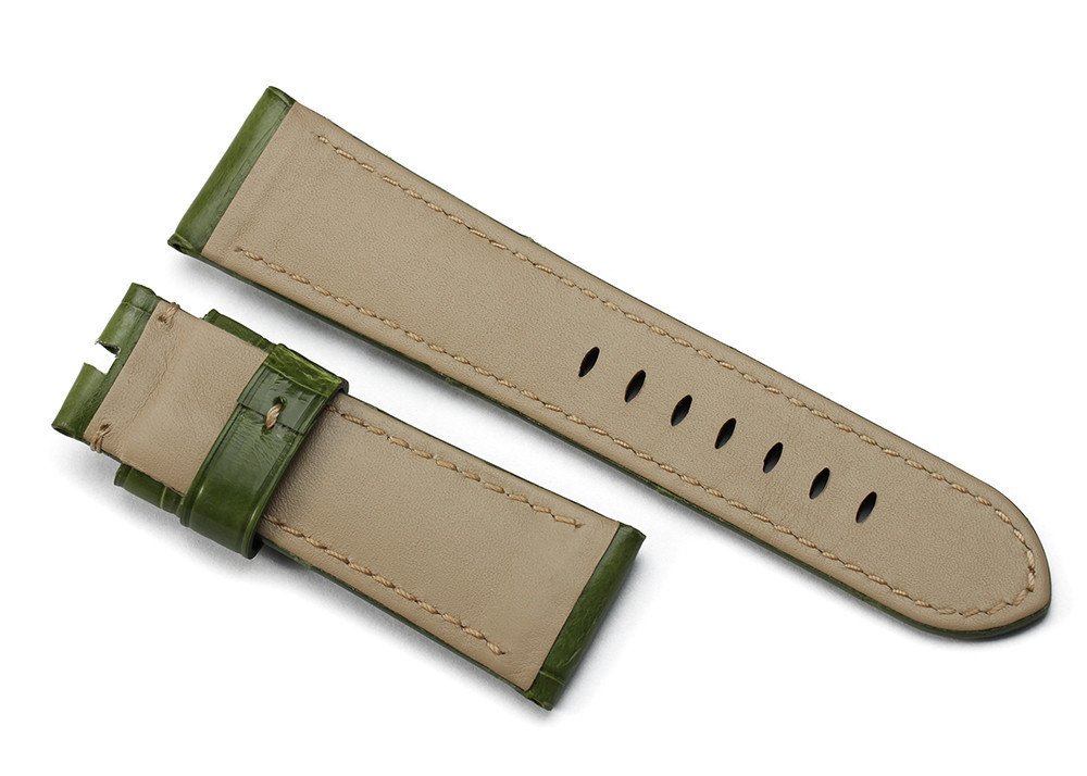 Vert Véritable Réel Aligator En Cuir Bracelet De Montre 24mm/22mm