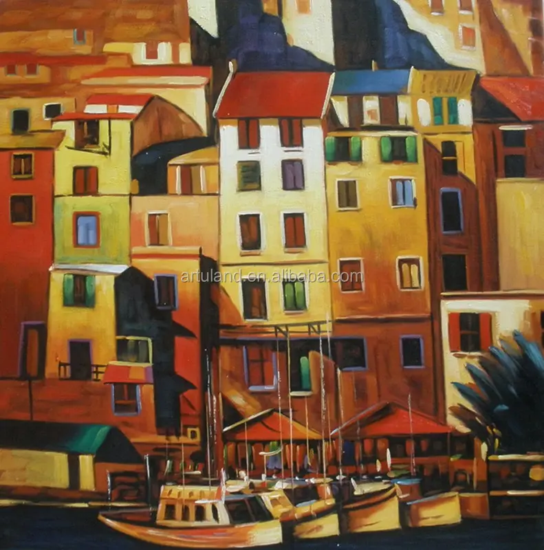 Cuadro de Arte Fino de paisaje urbano italiano, pintura al óleo de Venecia, decoración para el hogar