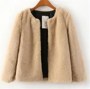 Brown and cony rabbit fur blazers ladies women basic faux fur coat