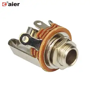 Tomada de níquel estéreo de 1/4 polegadas, conector de tomada pj de 6.35mm com interruptor