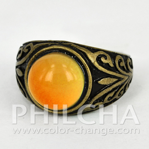 แฟชั่นเปลี่ยนสีเครื่องประดับโบราณ Bronze รอบหินอารมณ์แหวน - Product Image 3