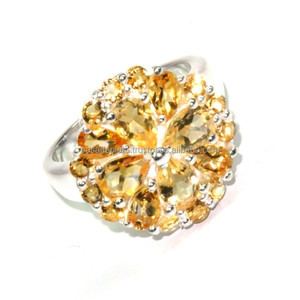 Prong Setting Yellow Topaz Gemstone Bague en argent sterling 925 Bijoux Bague à la mode pour anniversaire de mariage pour unisexe. - Product Image 2